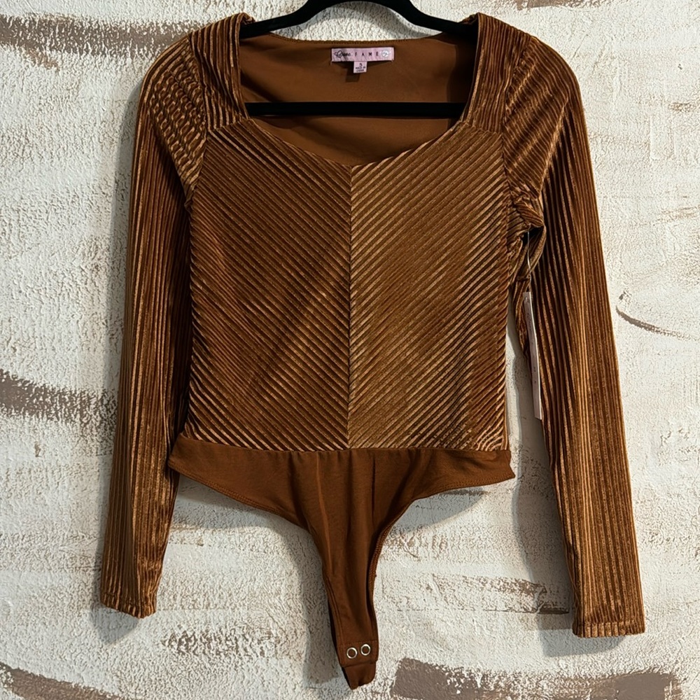 Crave Fame Chevron Velvet Bodysuit